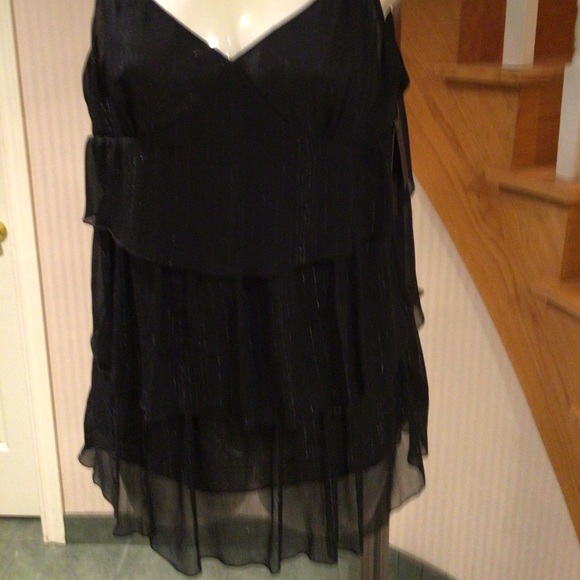 ⭐️HOST PICK⭐️NWT Black ruffle sheer layers top with rhinestones on front… - Picture 6 of 6